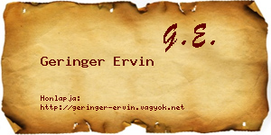Geringer Ervin névjegykártya